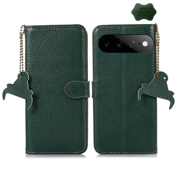 Genuine Leather Litchi Texture RFID Leather Phone Case, For Google Pixel 11 Pro XL, For Google Pixel 11 / 11 Pro, For Google Pixel 10a, For Google Pixel 10 / 9, For Google Pixel 9a, For Google Pixel 10 Pro / 9 Pro