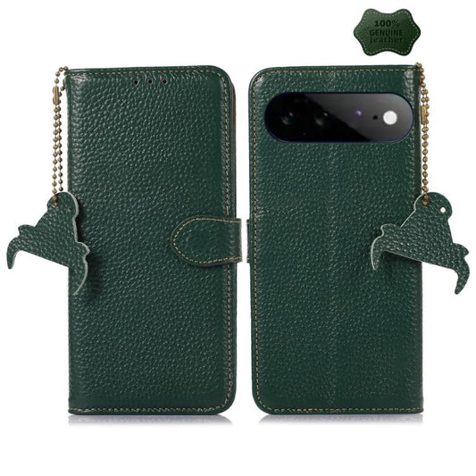 Genuine Leather Litchi Texture RFID Leather Phone Case, For Google Pixel 11 Pro XL, For Google Pixel 11 / 11 Pro, For Google Pixel 10a, For Google Pixel 10 / 9, For Google Pixel 9a, For Google Pixel 10 Pro / 9 Pro