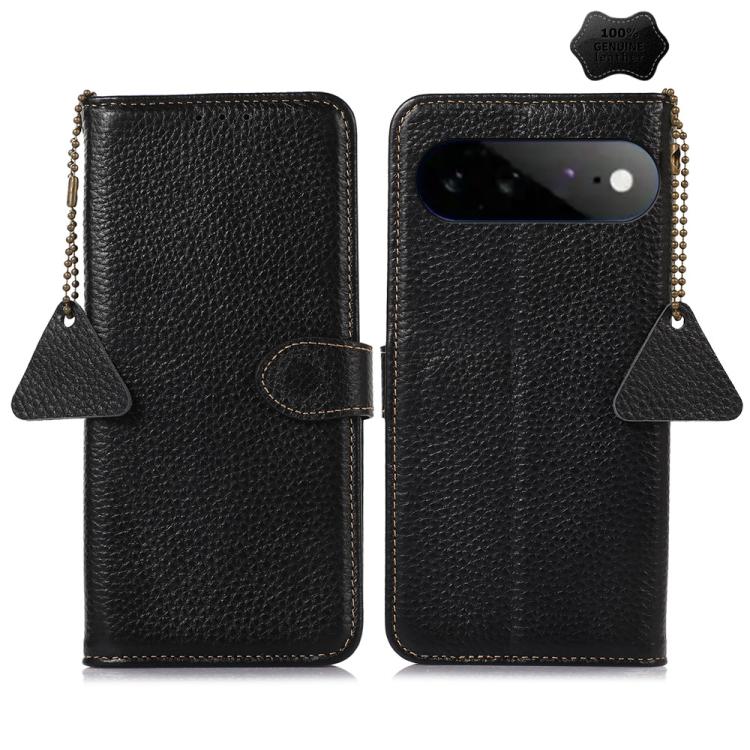 Genuine Leather Litchi Texture RFID Leather Phone Case, For Google Pixel 11 Pro XL, For Google Pixel 11 / 11 Pro, For Google Pixel 10a, For Google Pixel 10 / 9, For Google Pixel 9a, For Google Pixel 10 Pro / 9 Pro