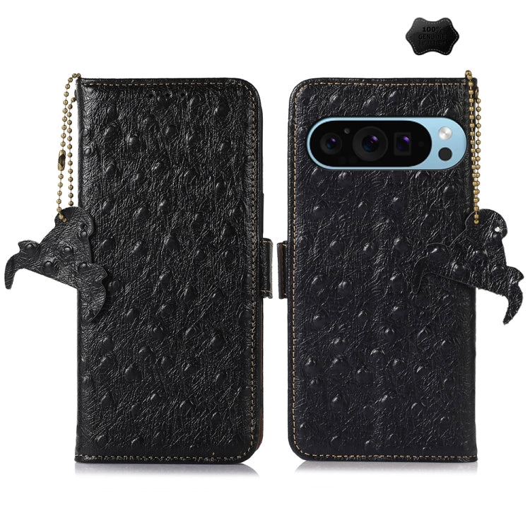 Ostrich Pattern Genuine Leather RFID Phone Case