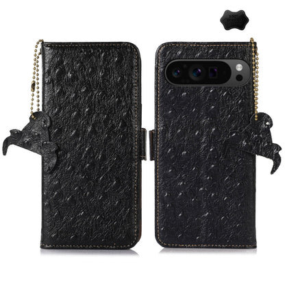 Ostrich Pattern Genuine Leather RFID Phone Case