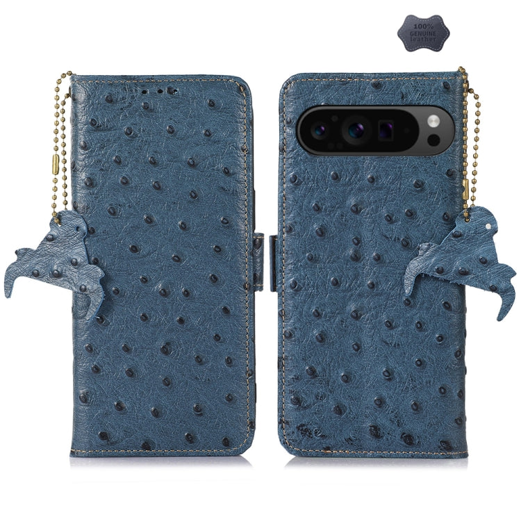 Ostrich Pattern Genuine Leather RFID Phone Case