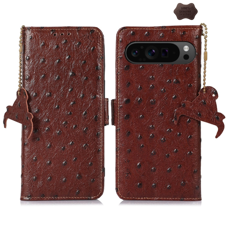 Ostrich Pattern Genuine Leather RFID Phone Case