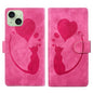 Pen Heart Cat Embossed Leather Phone Case, For iPhone 15 Pro Max, For iPhone 15 Pro, For iPhone 15 Plus, For iPhone 15
