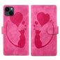 Pen Heart Cat Embossed Leather Phone Case, For iPhone 14 Plus, For iPhone 14, For iPhone 14 Pro, For iPhone 14 Pro Max
