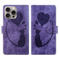 Pen Heart Cat Embossed Leather Phone Case, For iPhone 14 Plus, For iPhone 14, For iPhone 14 Pro, For iPhone 14 Pro Max