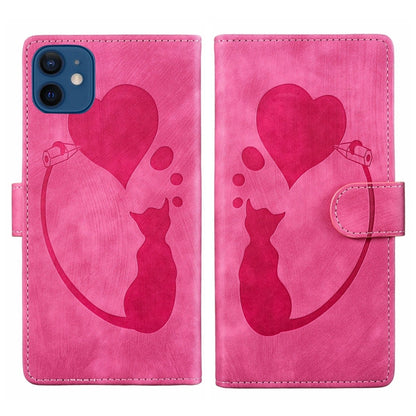 Pen Heart Cat Embossed Leather Phone Case, For iPhone 13 mini, For iPhone 12, For iPhone 12 Pro Max, For iPhone 12 Pro