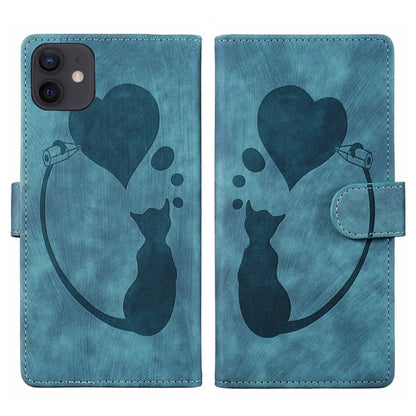 Pen Heart Cat Embossed Leather Phone Case, For iPhone 12 mini, For iPhone 11 Pro Max, For iPhone 11, For iPhone 11 Pro