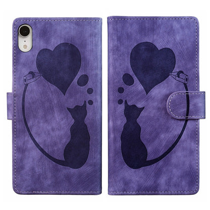 Pen Heart Cat Embossed Leather Phone Case, For iPhone X / XS, For iPhone XR, For iPhone XS Max, For iPhone 7 Plus / 8 Plus