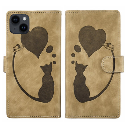 Pen Heart Cat Embossed Leather Phone Case, For iPhone 13 mini, For iPhone 12, For iPhone 12 Pro Max, For iPhone 12 Pro