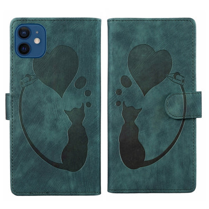 Pen Heart Cat Embossed Leather Phone Case, For iPhone 12 mini, For iPhone 11 Pro Max, For iPhone 11, For iPhone 11 Pro