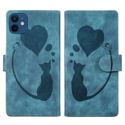Pen Heart Cat Embossed Leather Phone Case, For iPhone 12 mini, For iPhone 11 Pro Max, For iPhone 11, For iPhone 11 Pro
