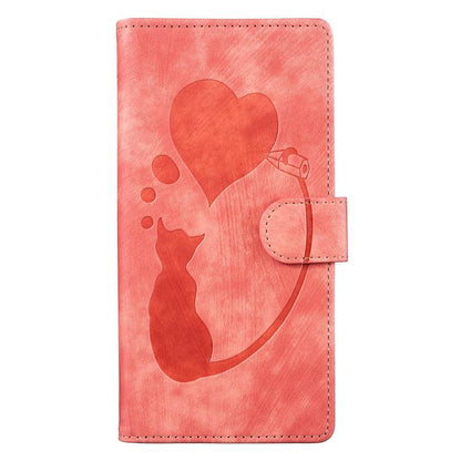 Pen Heart Cat Embossed Leather Phone Case, For iPhone 17 Pro Max, For iPhone 17 Pro, For iPhone 17, For iPhone Air