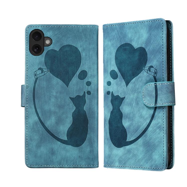 Pen Heart Cat Embossed Leather Phone Case, For iPhone 18 Pro / 17 Pro, For iPhone 18 Pro Max / 17 Pro Max, For iPhone 17, For iPhone 17 Air
