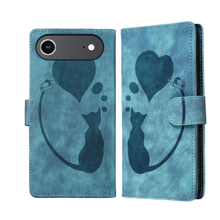 Pen Heart Cat Embossed Leather Phone Case, For iPhone 17 Pro Max, For iPhone 17 Pro, For iPhone 17, For iPhone Air