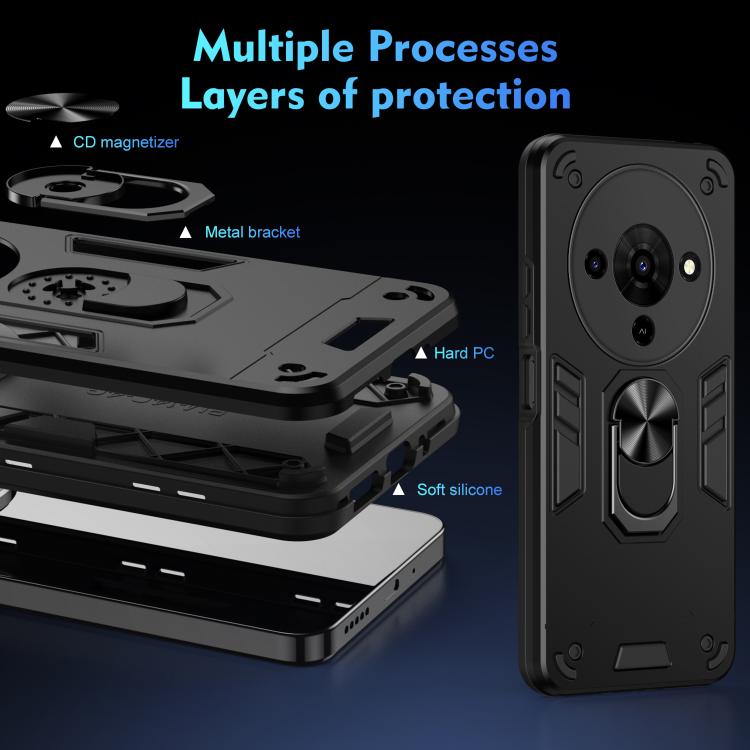 Shockproof Metal Ring Holder Phone Case, For ZTE Blade A76 4G, For ZTE Blade A76 5G, For ZTE Blade A36 4G, For ZTE Blade A56 4G, For ZTE Blade V70 Vita, For ZTE Blade A75 4G, For ZTE Blade A35 / A55, For ZTE Axon 60 Lite