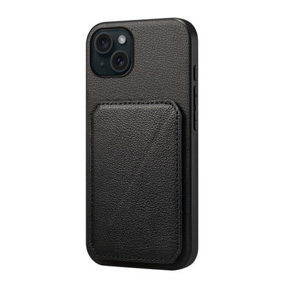 D04 Calf Texture Dual Card Slot Holder Phone Case, For iPhone 16 Pro, For iPhone 16 Plus, For iPhone 16, For iPhone 15 Pro Max, For iPhone 15 Pro, For iPhone 15 Plus