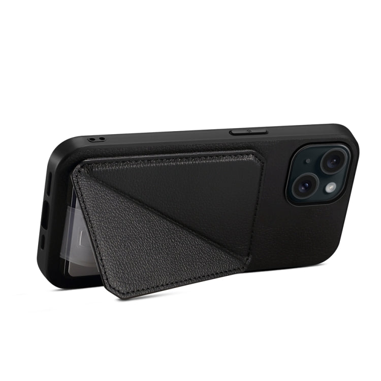 D04 Calf Texture Dual Card Slot Holder Phone Case, For iPhone 15, For iPhone 14 Plus, For iPhone 14, For iPhone 14 Pro, For iPhone 14 Pro Max, For iPhone 13 Pro Max