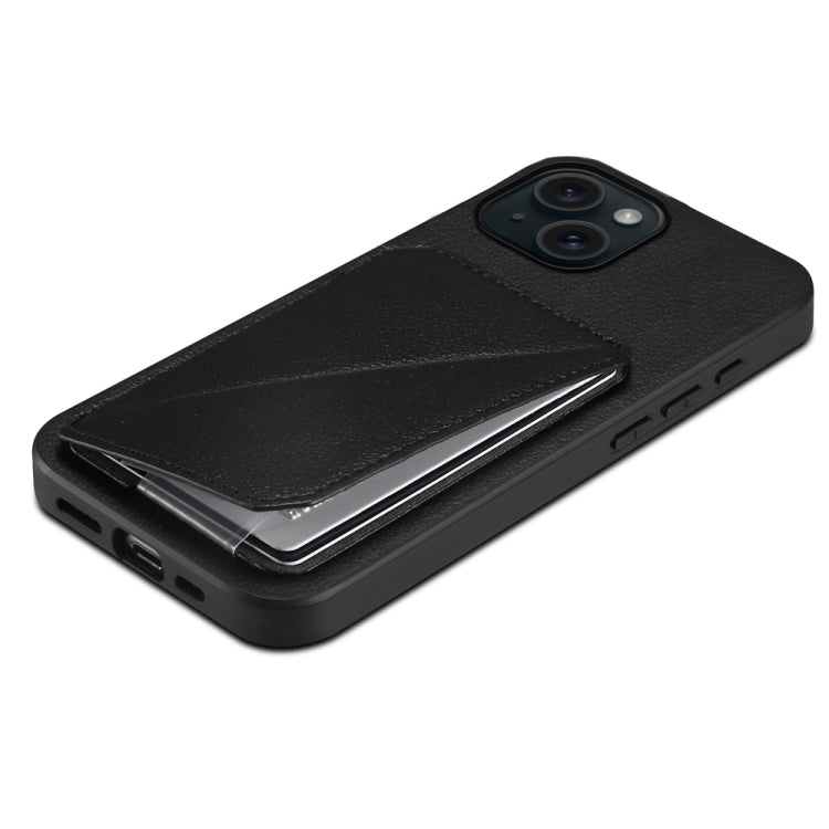 D04 Calf Texture Dual Card Slot Holder Phone Case, For iPhone 15, For iPhone 14 Plus, For iPhone 14, For iPhone 14 Pro, For iPhone 14 Pro Max, For iPhone 13 Pro Max