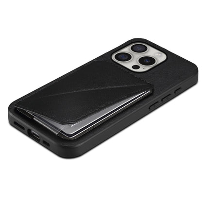 D04 Calf Texture Dual Card Slot Holder Phone Case, For iPhone 16 Pro, For iPhone 16 Plus, For iPhone 16, For iPhone 15 Pro Max, For iPhone 15 Pro, For iPhone 15 Plus