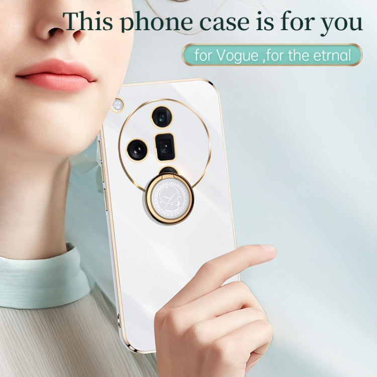 XINLI Straight Edge 6D Electroplate TPU Phone Case with Ring Holder
