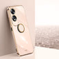 XINLI Straight Edge 6D Electroplate TPU Phone Case with Ring Holder, For OPPO A3 Pro India, For OPPO A60 4G, For OPPO K12