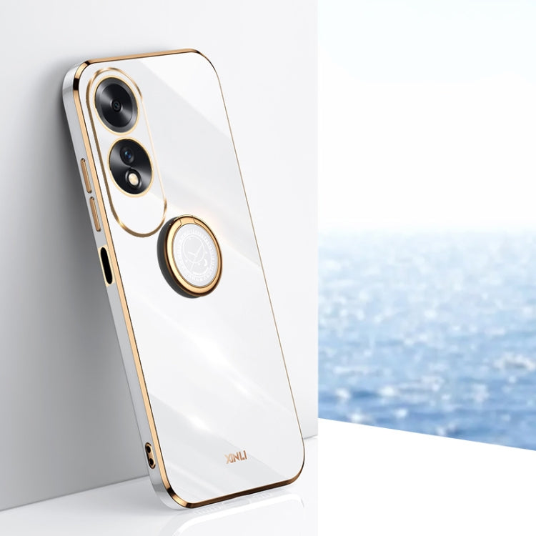 XINLI Straight Edge 6D Electroplate TPU Phone Case with Ring Holder, For OPPO A3 Pro India, For OPPO A60 4G, For OPPO K12