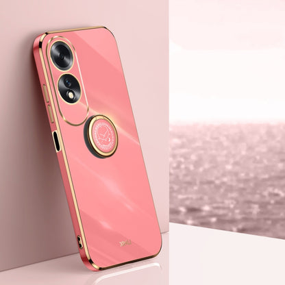 XINLI Straight Edge 6D Electroplate TPU Phone Case with Ring Holder, For OPPO A3 Pro India, For OPPO A60 4G, For OPPO K12