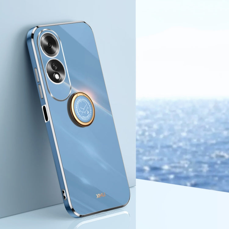 XINLI Straight Edge 6D Electroplate TPU Phone Case with Ring Holder, For OPPO A3 Pro India, For OPPO A60 4G, For OPPO K12