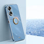 XINLI Straight Edge 6D Electroplate TPU Phone Case with Ring Holder, For OPPO A3 Pro India, For OPPO A60 4G, For OPPO K12