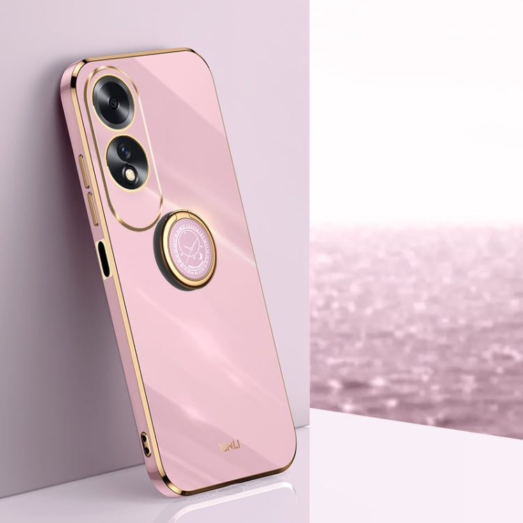 XINLI Straight Edge 6D Electroplate TPU Phone Case with Ring Holder, For OPPO A3 Pro India, For OPPO A60 4G, For OPPO K12