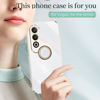 XINLI Straight Edge 6D Electroplate TPU Phone Case with Ring Holder, For OPPO K12, For OPPO Reno11 F, For OPPO Find X7 5G