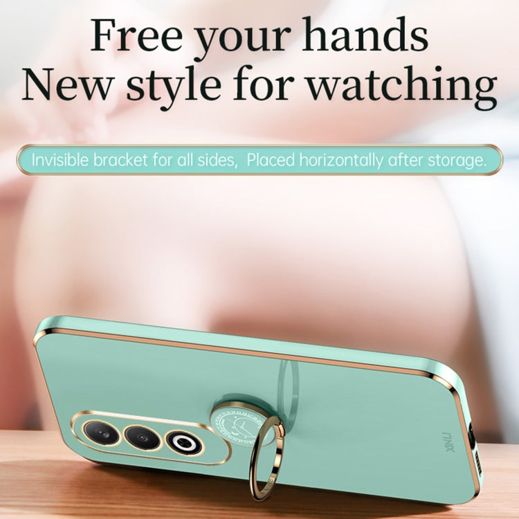 XINLI Straight Edge 6D Electroplate TPU Phone Case with Ring Holder, For OPPO K12, For OPPO Reno11 F, For OPPO Find X7 5G
