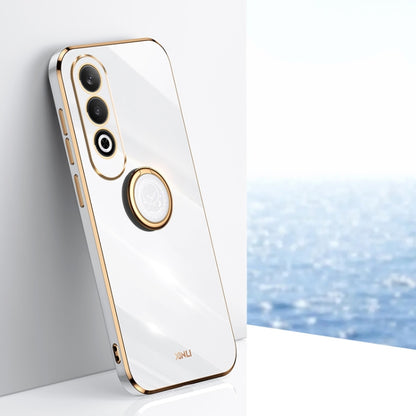 XINLI Straight Edge 6D Electroplate TPU Phone Case with Ring Holder, For OPPO K12, For OPPO Reno11 F, For OPPO Find X7 5G