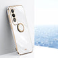 XINLI Straight Edge 6D Electroplate TPU Phone Case with Ring Holder, For OPPO K12, For OPPO Reno11 F, For OPPO Find X7 5G