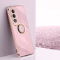 XINLI Straight Edge 6D Electroplate TPU Phone Case with Ring Holder, For OPPO K12, For OPPO Reno11 F, For OPPO Find X7 5G