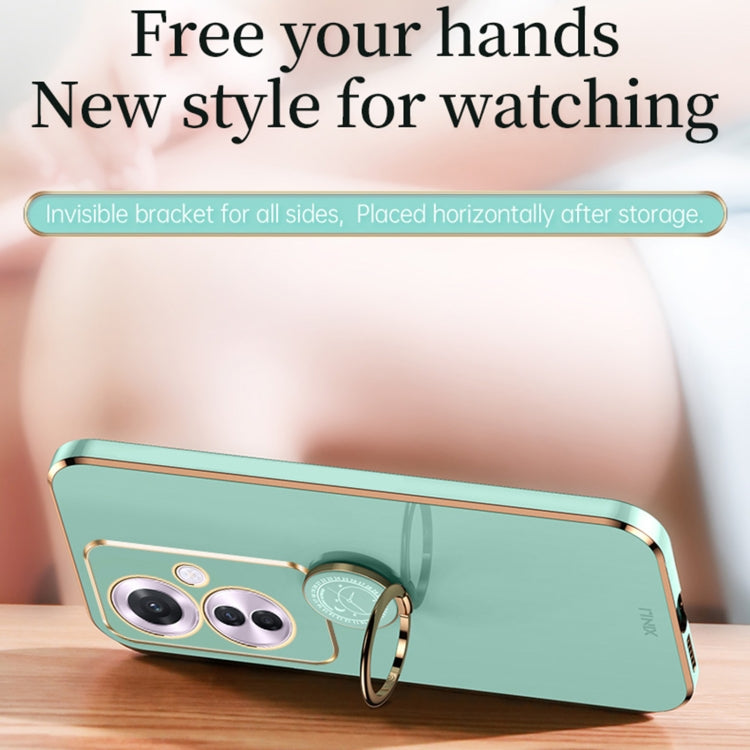 XINLI Straight Edge 6D Electroplate TPU Phone Case with Ring Holder, For OPPO Reno11 F, For OPPO Find X7 5G