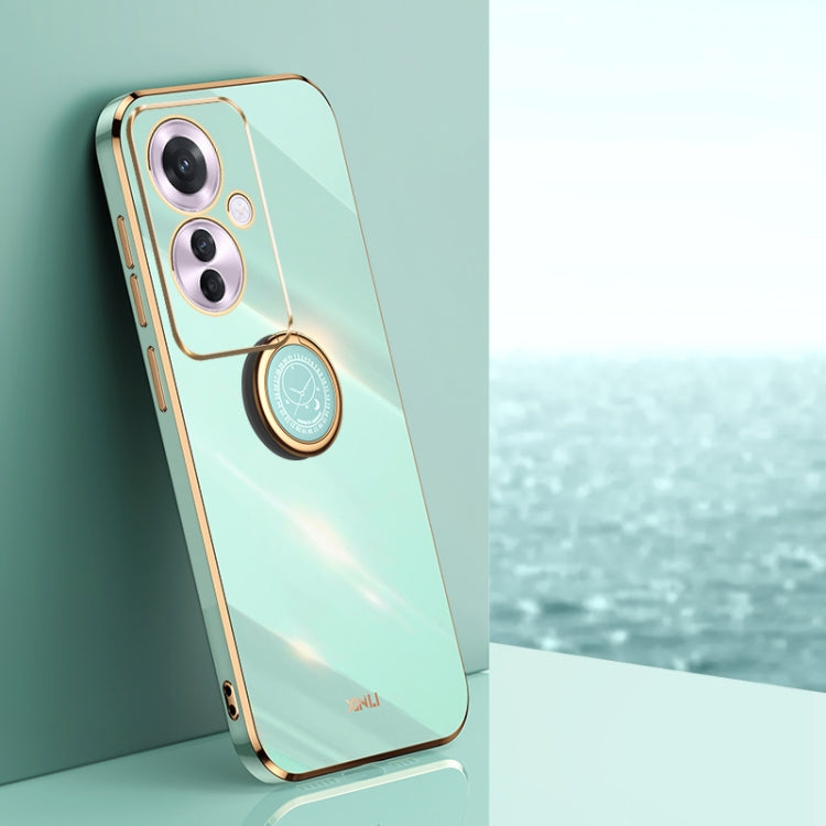 XINLI Straight Edge 6D Electroplate TPU Phone Case with Ring Holder, For OPPO K12, For OPPO Reno11 F, For OPPO Find X7 5G