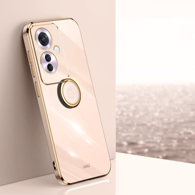 XINLI Straight Edge 6D Electroplate TPU Phone Case with Ring Holder, For OPPO K12, For OPPO Reno11 F, For OPPO Find X7 5G