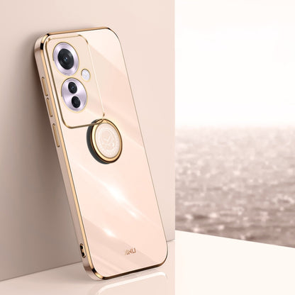 XINLI Straight Edge 6D Electroplate TPU Phone Case with Ring Holder, For OPPO K12, For OPPO Reno11 F, For OPPO Find X7 5G
