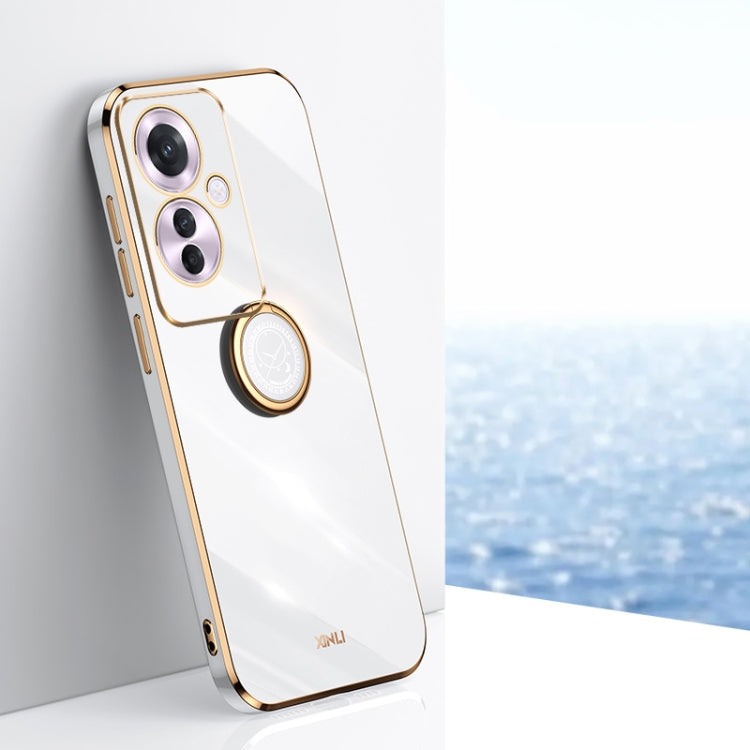 XINLI Straight Edge 6D Electroplate TPU Phone Case with Ring Holder, For OPPO K12, For OPPO Reno11 F, For OPPO Find X7 5G