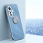 XINLI Straight Edge 6D Electroplate TPU Phone Case with Ring Holder, For OPPO K12, For OPPO Reno11 F, For OPPO Find X7 5G