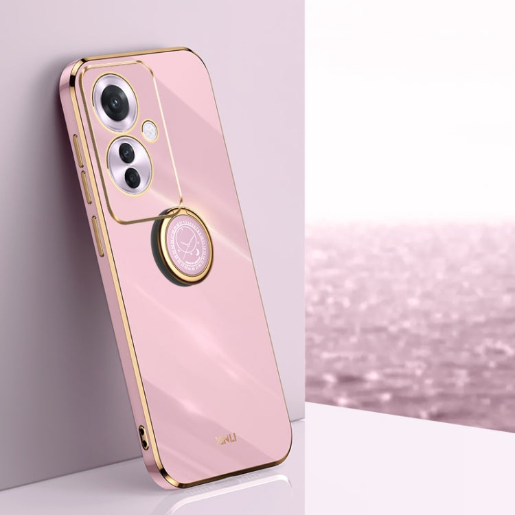XINLI Straight Edge 6D Electroplate TPU Phone Case with Ring Holder, For OPPO K12, For OPPO Reno11 F, For OPPO Find X7 5G