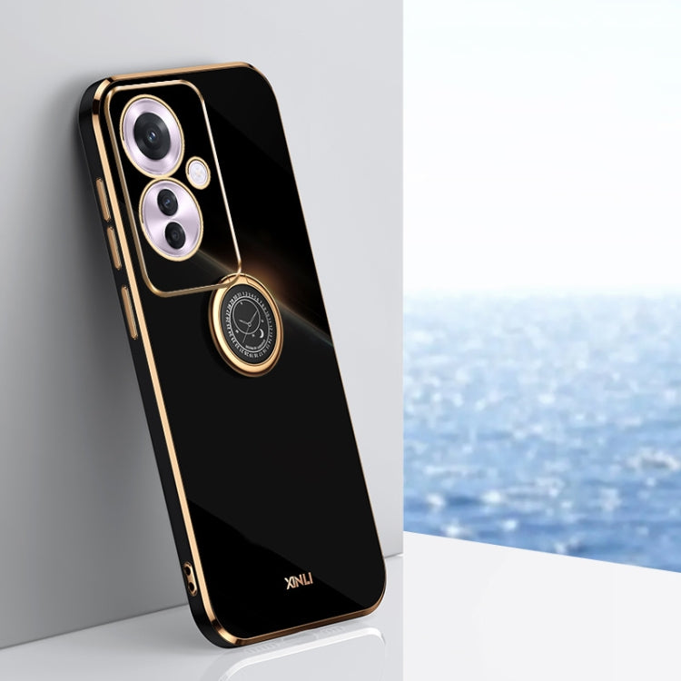 XINLI Straight Edge 6D Electroplate TPU Phone Case with Ring Holder, For OPPO K12, For OPPO Reno11 F, For OPPO Find X7 5G