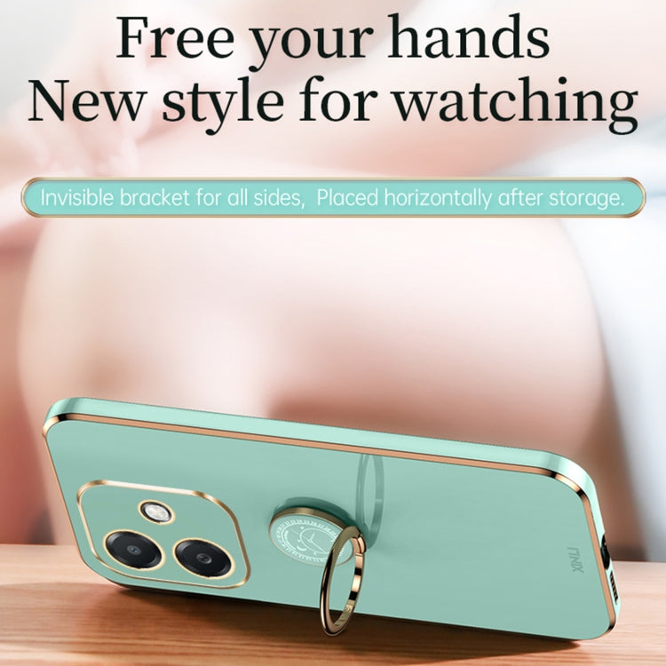 XINLI Straight Edge 6D Electroplate TPU Phone Case with Ring Holder, For OPPO A3 5G India, For OPPO A3 Pro India, For OPPO A60 4G