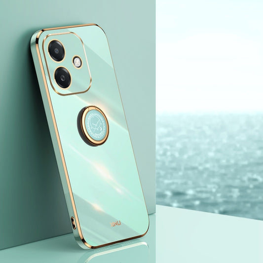 XINLI Straight Edge 6D Electroplate TPU Phone Case with Ring Holder, For OPPO A3 5G India, For OPPO A3 Pro India, For OPPO A60 4G