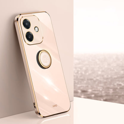 XINLI Straight Edge 6D Electroplate TPU Phone Case with Ring Holder, For OPPO A3 5G India, For OPPO A3 Pro India, For OPPO A60 4G