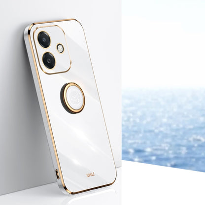 XINLI Straight Edge 6D Electroplate TPU Phone Case with Ring Holder, For OPPO A3 5G India, For OPPO A3 Pro India, For OPPO A60 4G
