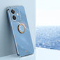 XINLI Straight Edge 6D Electroplate TPU Phone Case with Ring Holder, For OPPO A3 5G India, For OPPO A3 Pro India, For OPPO A60 4G