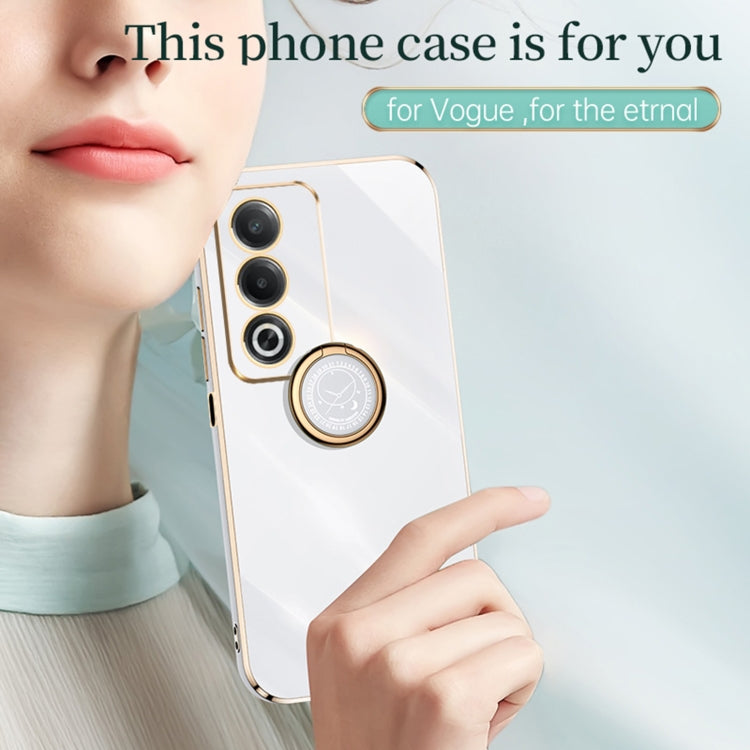 XINLI Straight Edge 6D Electroplate TPU Phone Case with Ring Holder, For OPPO A3 Pro India, For OPPO A60 4G, For OPPO K12